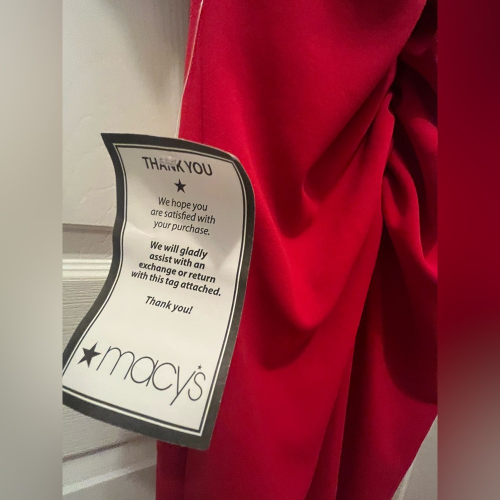 NWT Xscape Red Ruffle Shoulder Evening Gown Dress from Macy's - Picture 12 of 13